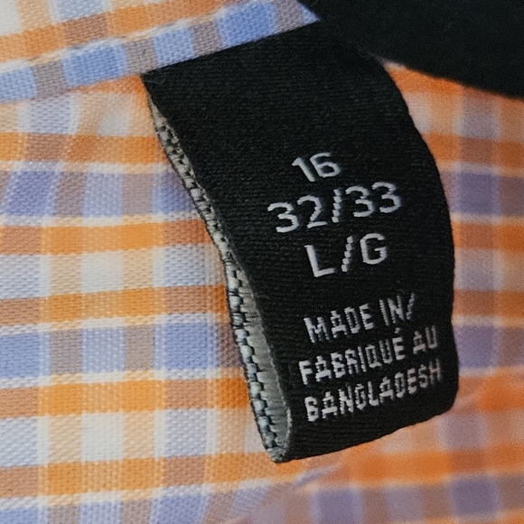 Lauren Ralph Lauren mens Large long sleeve button up shirt Plaid orange blue - Picture 4 of 6